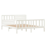3101134 Bed Frame without Mattress White Solid Wood 140x190 cm