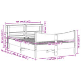 ZNTS Bed Frame with Headboard 150x200 cm King Size Solid Wood Pine 3306300