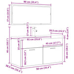 ZNTS 3 Piece Bathroom Furniture Set Concrete Grey Engineered Wood 3324894