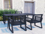 Dining Set Black PVC rattan, powder-coated steel, glass Set 3060215
