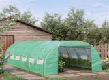 Polytunnel Greenhouse Walk-in Grow House Tent with Roll-up Sidewalls, Zipped Door and 12 Windows, T3398P318841