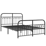 Metal Bed Frame without Mattress with Footboard Black 137x190cm 376617