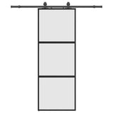 Sliding Door with Hardware Set Black 76x205 cm Tempered Glass 3375814