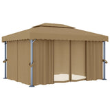 Gazebo with Curtain 4x3 m Taupe Aluminium 3067050