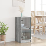 Side Cabinet with Glass Doors Grey Sonoma 35x37x75.5 cm 836404