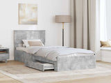 Bed Frame Concrete Grey and Silver 70 x 190 cm Engineered Wood 3410961