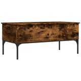 ZNTS Coffee Table Smoked Oak 100x50x45 cm Engineered Wood and Metal 845413