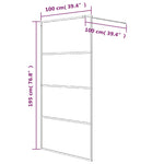 Walk-in Shower Wall White 100x195 cm Clear ESG Glass 152142