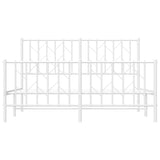 Metal Bed Frame without Mattress with Footboard White 135x190cm 374503