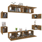 8 Piece TV Cabinet Set Smoked Oak Engineered Wood 3114219