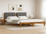 Bed Frame with Upholstered Headboard Natural and Light Grey 904083