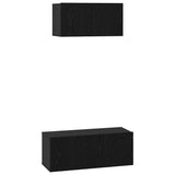 TV Cabinet Set 2 pcs Black Oak Engineered Wood 3393382