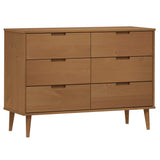 Drawer Cabinet MOLDE Brown 113x40x80 cm Solid Wood Pine 4013410