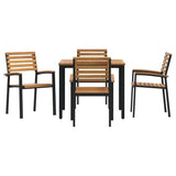 Garden Dining Set 5 pcs Black Solid Acacia Wood 3284398