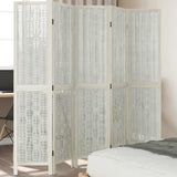 Room Divider 5 Panels White Solid Wood Paulownia 358678