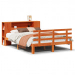 ZNTS Bookcase Bed without Mattress Wax Brown 140x190cm Solid Wood Pine 3322722