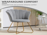 Velvet-Feel Lotus Petal Accent Chair - Grey T3398P340946