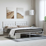 Metal Bed Frame without Mattress with Headboard White 193x203cm 355714
