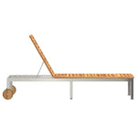 Sun Lounger Reclining Brown 207 x 58 x 35cm Solid Acacia wood 42006195