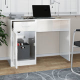 Desk with Drawer&Cabinet High Gloss White 100x40x73 cm Engineered Wood 342655