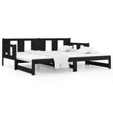 Pull-out Day Bed without Mattress Black Solid Wood Pine 2x cm 820296