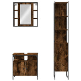 3 Piece Bathroom Cabinet Set Smoked Oak Engineered Wood 3214737