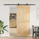Sliding Door with Hardware Set 90x210 cm Solid Wood Pine 3332673