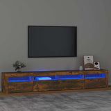 TV Cabinet with LED Lights Smoked Oak 240x35x40 cm 3152727