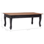 ZNTS Coffee Table Black 120x60x45 cm Solid Mahogany Wood 283904