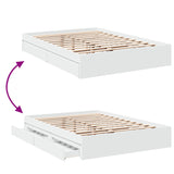 Bed Frame with Drawers without Mattress White 135x190 cm Double 3280692