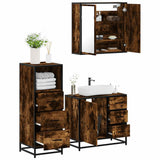 3 Piece Bathroom Furniture Set Smoked Oak Engineered Wood 3301017