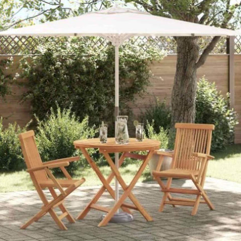 Garden Dining Set 3 pcs Brown Solid teak wood 3385964