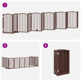 Dog Gate with Door Foldable 12 Panels Brown 600 cm Poplar Wood 3155607