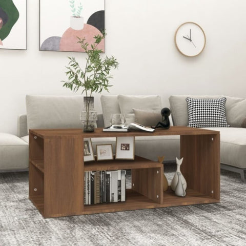 ZNTS Coffee Table Brown Oak 100x50x40 cm Engineered Wood 815842