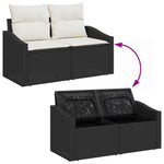 Garden Sofa with Cushion Black 123 x 62 x 69cm Poly Rattan 42006782