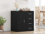 Sideboard with Drawer Black Oak 59 x 39 x 80 cm Engineered Wood 883066