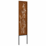 Garden Privacy Screen Floral Rusty 32 x 140 cm Weathering Steel 876230