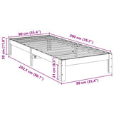 Bed Frame without Mattress Wax Brown 90x200 cm Solid Wood Pine 859222