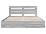 Bed Frame with Drawer Grey Sonoma 160 x 200 cm Engineered Wood 3411956