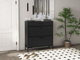 Three Drawer Slim Shoe Storage Cabinet, 12 Shoe Pairs - Black T3398P328264