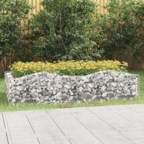 ZNTS Arched Gabion Raised Bed 200x100x50 cm Galvanised Iron 153550