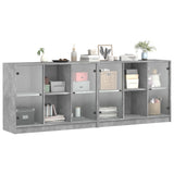 Bookcase with Doors Concrete Grey 204x37x75 cm Engineered Wood 3206534