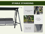 2 Seater Garden Swing Chair, Outdoor Canopy Swing Bench with Adjustable Shade and Metal Frame, Dark T3398P315861