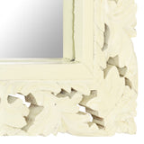 Hand Carved Mirror White 110x50 cm Solid Mango Wood 321643