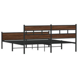 Metal Bed Frame without Mattress Brown Oak 193x203 cm 3308519