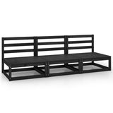 Garden 3-Seater Sofa Black Solid Pinewood 3075303