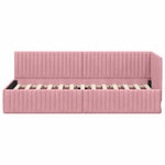 Corner Bed Frame with Headboard Pink 80 x 200 cm Velvet 42016249