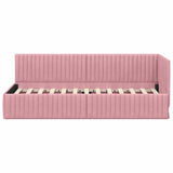Corner Bed Frame with Headboard Pink 80 x 200 cm Velvet 42016249