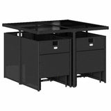 Garden Dining Set Black Poly Rattan Large Foldable 3210594