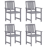 Garden Chair Set of 4 Grey Solid Acacia wood Standard Durable 311875